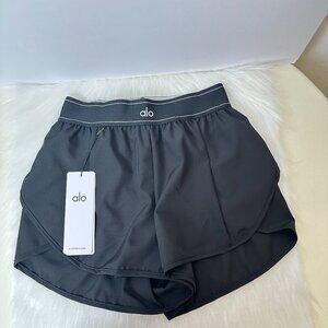 Alo Black Double Layer Sports Shorts Women's Size S